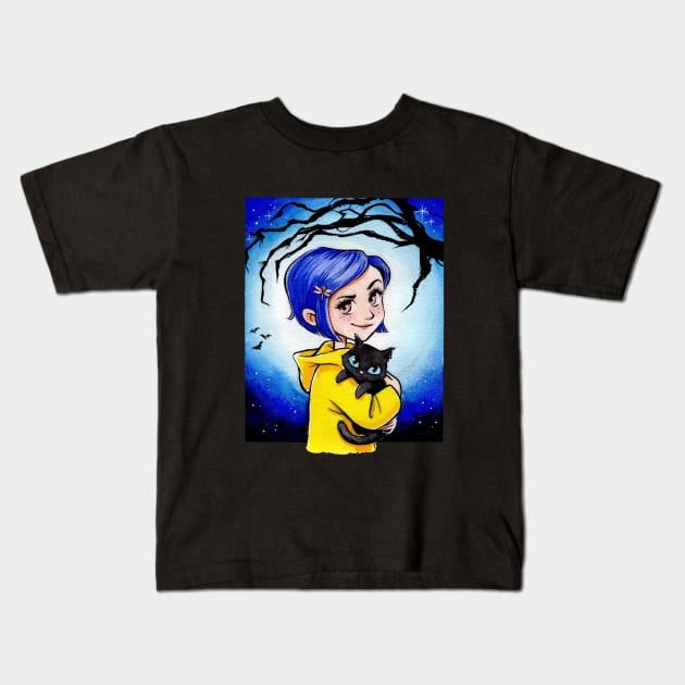 Coraline and cat Kids T-Shirt by naybacca